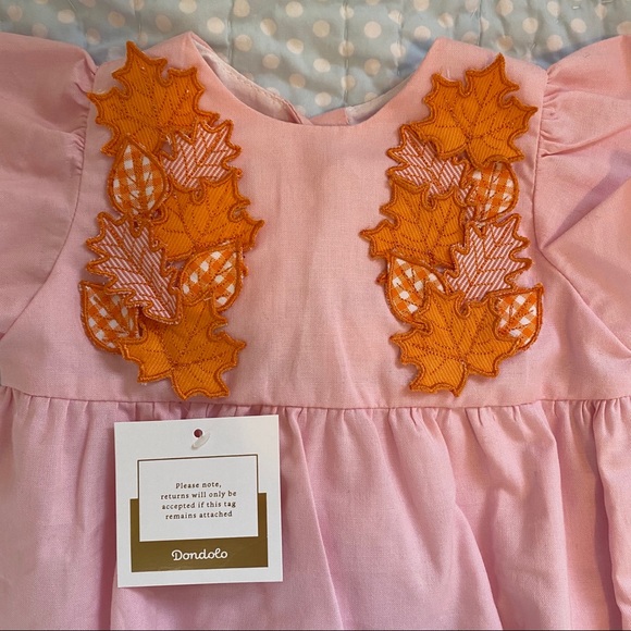 Dondolo Leaf Harvest Pumpkin Fall Bubble 9 months NWT Pink - Picture 2 of 3